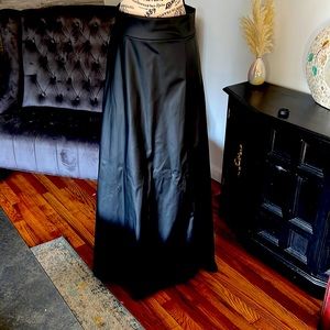 Black Faux Leather Maxi Skirt